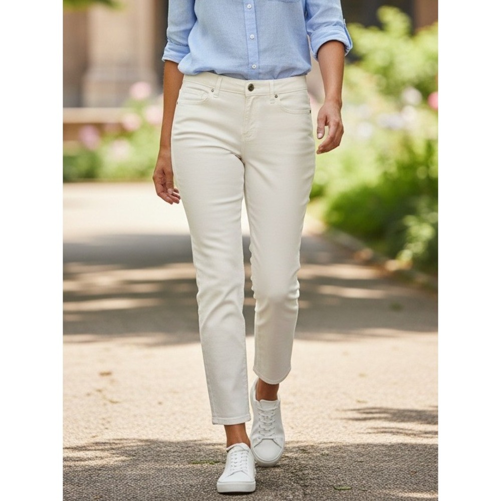 Liz Claiborne Petite Womens 10P 5-pocket White Straight Leg‎ Pants Excellent